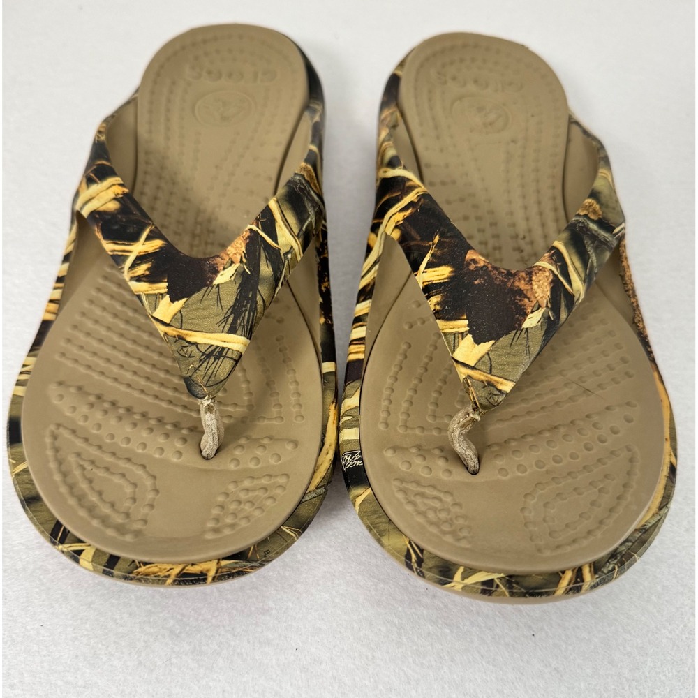 Crocs Athens Flip Flops Camo Advantage MAX-4 Khaki Mens/kids 6 Womens  8 Sandals